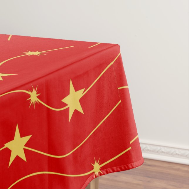 Toalha De Mesa Ouro de Natal Stars Red Na moda Holidays Tablec (Posição Original)