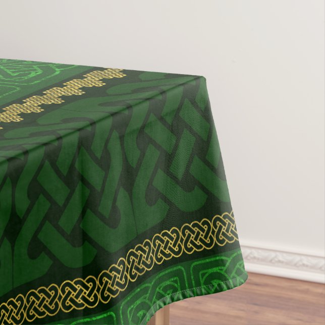 Toalha De Mesa Ouro decorativo do nó celta e teste padrão verde (Posição Original)