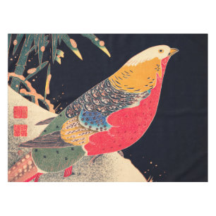 Toalha De Mesa Ouro Pheasant Vintage Bird Japonês Woodblock Pr
