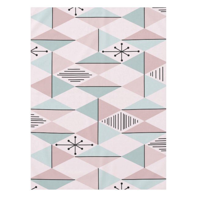 Toalha De Mesa Ouros de Arte Atômica Pastel Rosa Verde (Frente)