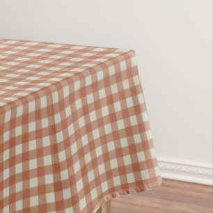 Toalha De Mesa Outono Terracota Xadrez Gingham Rustico