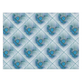 Toalha De Mesa Ovações de Pé, Fractal Azul Turquesa Abstrato