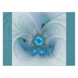 Toalha De Mesa Ovações de Pé, Fractal Azul Turquesa Abstrato