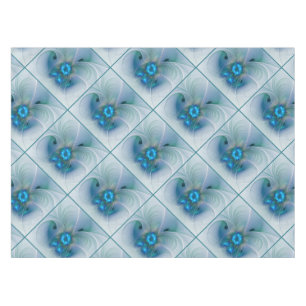 Toalha De Mesa Ovinas de Pé, Fractal Turquesa Azul Abstrato