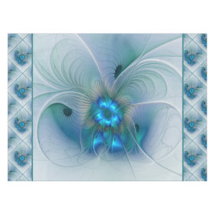 Toalha De Mesa Ovinas de Pé, Fractal Turquesa Azul Abstrato