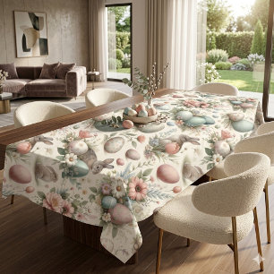Toalha De Mesa Ovos Decorativos Rústicos de Páscoa em Pastel do C