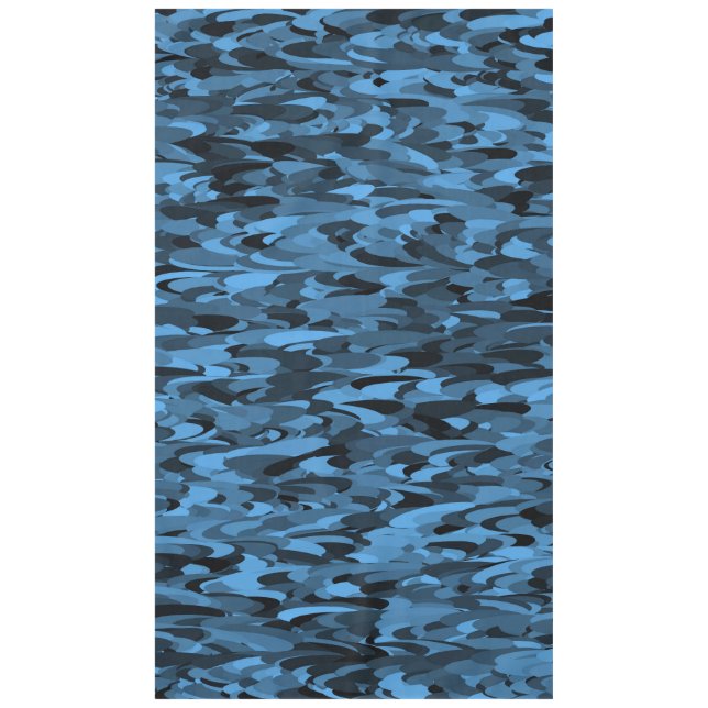Toalha De Mesa Padrão Abstrato Azul Preto (Frente)
