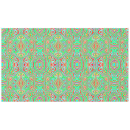 Toalha De Mesa Padrão Abstrato Laranja e Verde Lima Retrô