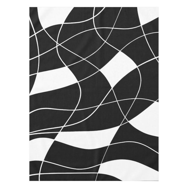Toalha De Mesa padrão abstrato preto e branco moderno (Frente)