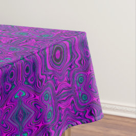 Toalha De Mesa Padrão Abstrato Trippy Retro Magenta e Preto