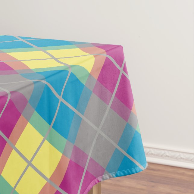 Toalha De Mesa Padrão Amarelo Azul Roxo (Posição Original)