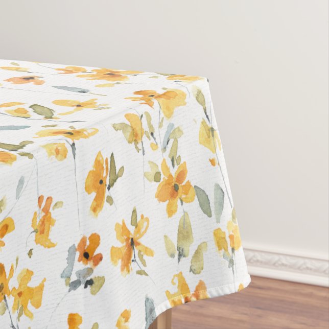 Toalha De Mesa Padrão Amarelo de Aquarela de Primavera (Posição Original)