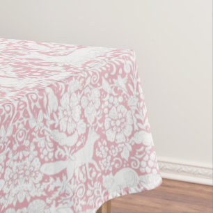 Toalha De Mesa Padrão Animal da Floresta Floral Rosa rosa