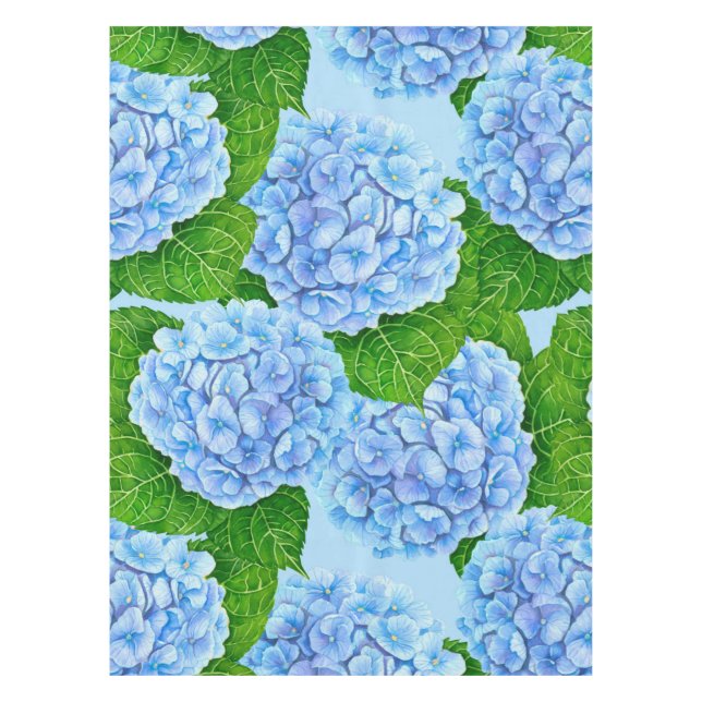 Toalha De Mesa Padrão aquoso de hydrangea azul (Frente)