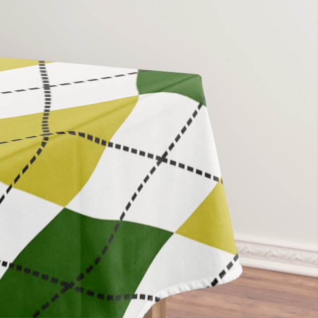 Toalha De Mesa Padrão Argyle Verde e Amarelo (Posição Original)