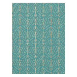 Toalha De Mesa Padrão Art Déco com formas geométricas douradas