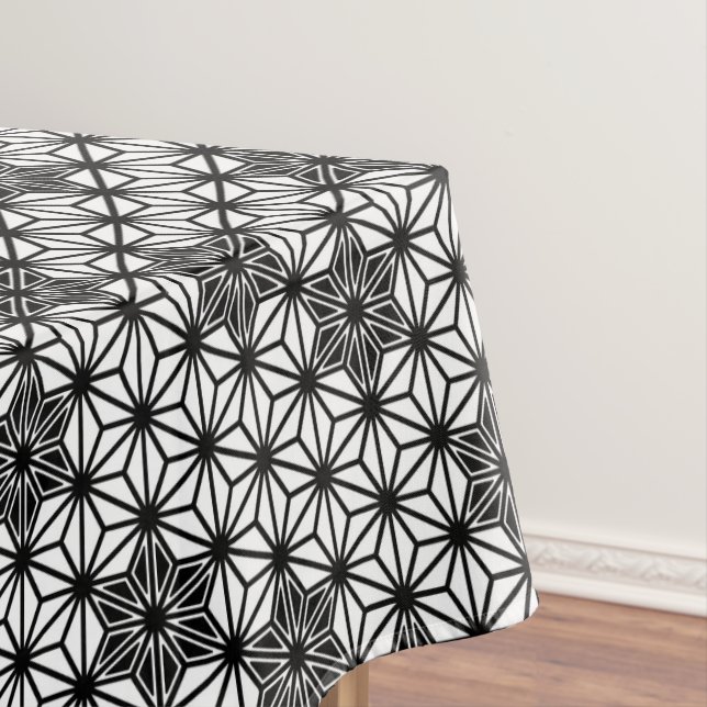 Toalha De Mesa Padrão Asanoha japonês - branco e preto (Posição Original)