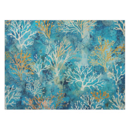 Toalha De Mesa Padrão Azul Coral Praia