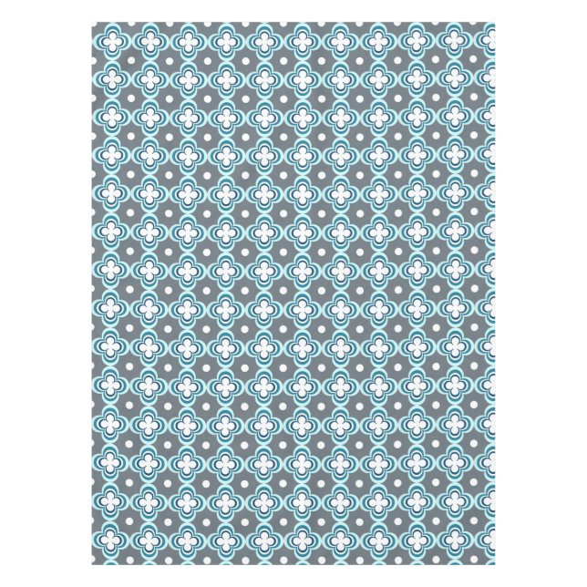 Toalha De Mesa Padrão Azul e Cinza (Frente)