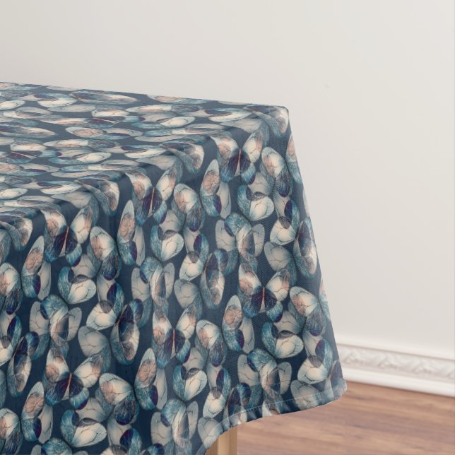 Toalha De Mesa Padrão azul escuro com borboletas (Posição Original)