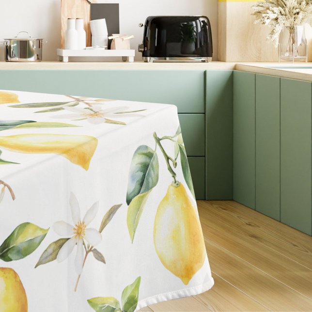 Toalha De Mesa Padrão Botânico Floral da Fruta de Limão Citrus (In situ)