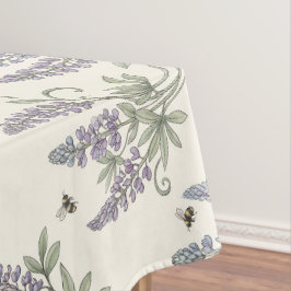Toalha De Mesa Padrão Botânico Vintage Elegante de Lupino e Abelh