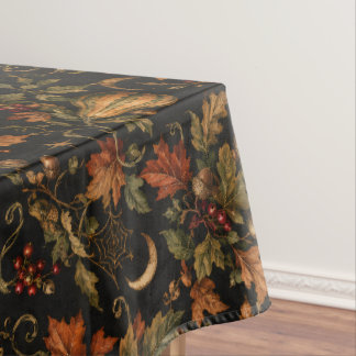 Toalha De Mesa Padrão Botânico Vintage Preto de Colheita de Outon