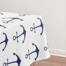Toalha De Mesa Padrão branco azul marinho da âncora náutica moder