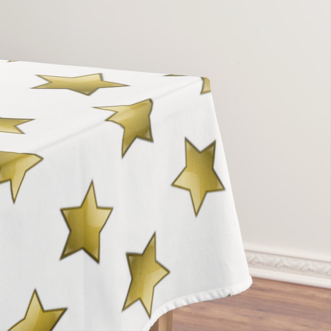 Toalha De Mesa Padrão branco das estrelas douradas Elegantes (Posição Original)