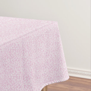 Toalha De Mesa Padrão branco-de-tonalidade das folhas em rosa mui