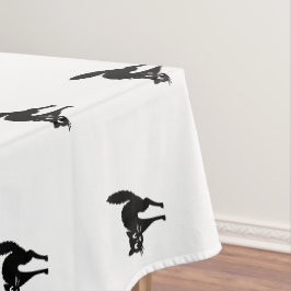 Toalha De Mesa Padrão branco e preto do gato preto das bruxas