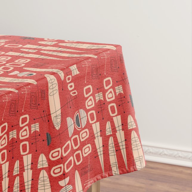 Toalha De Mesa Padrão Branco Vermelho Negro Vermelho Retroativo (Posição Original)