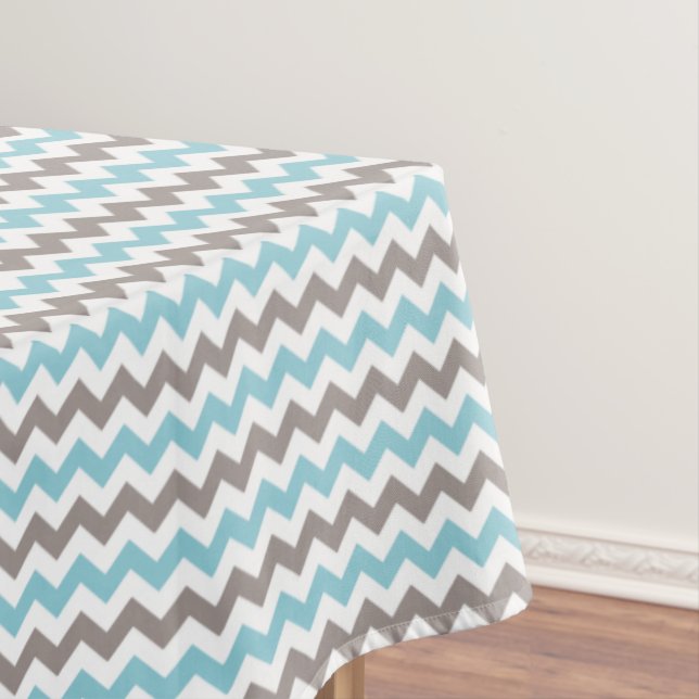 Toalha De Mesa Padrão Chevron da Cinza Azul Moderna Trendy (Posição Original)