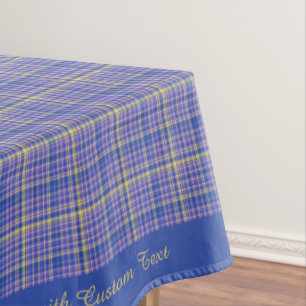 Toalha De Mesa Padrão Clássico Azul Amarelo Gingham Xadrez Tartan