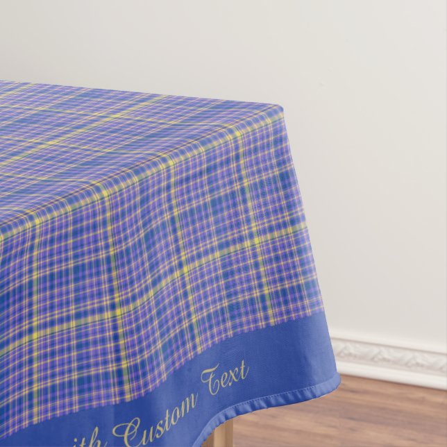 Toalha De Mesa Padrão Clássico Azul Amarelo Gingham Xadrez Tartan (Posição Original)