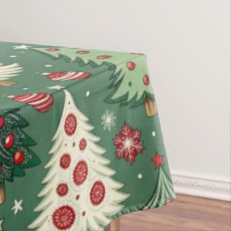 Toalha De Mesa Padrão Clássico de Árvore de Natal Verde de Natal