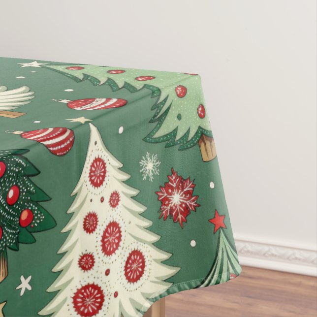 Toalha De Mesa Padrão Clássico de Árvore de Natal Verde de Natal (Posição Original)