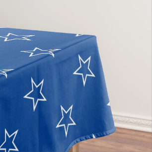 Toalha De Mesa Padrão clássico de estrelas azul e branca