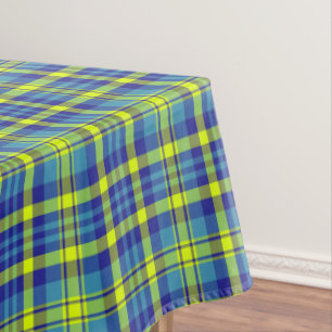 Toalha De Mesa Padrão Clássico de Tartan Xadrez Azul