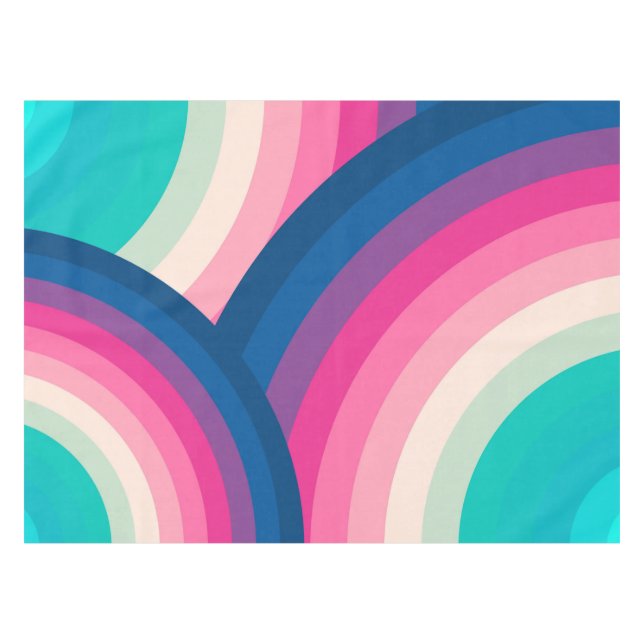 Toalha De Mesa Padrão Colorido dos Círculos Arco-Íris | (Frente (Horizontal))
