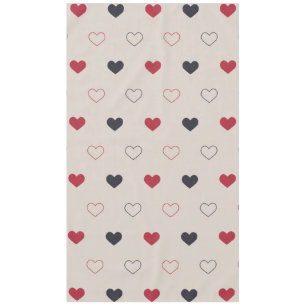 Toalha De Mesa Padrão contínuo de coração bege e vermelho Cute Mi