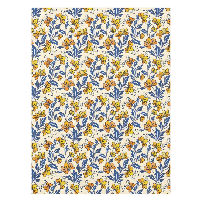 Toalha De Mesa Padrão contínuo deslumbrante de flores e folhas (Frente)