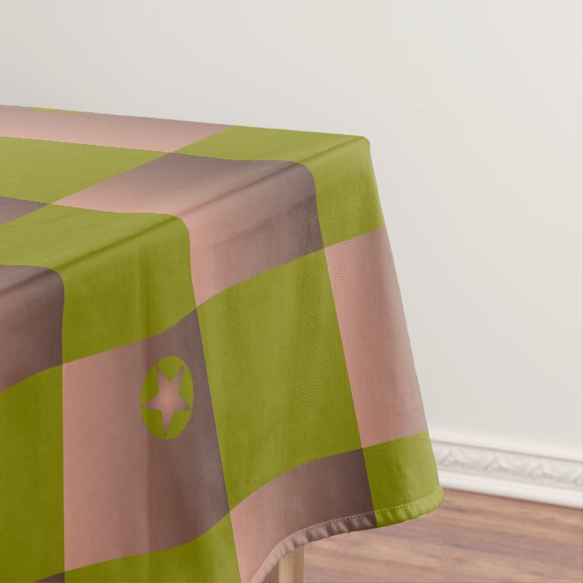 Toalha De Mesa Padrão controlado em castanho e verde-oliva (Posição Original)