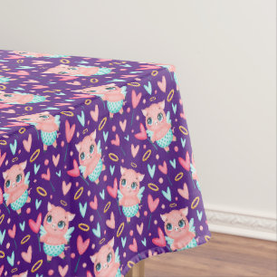 Toalha De Mesa Padrão Coração Corajoso Cupido Cujo Porco É Coraçã