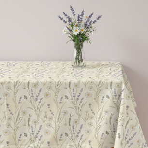 Toalha De Mesa Padrão Cottagecore Margarida Lavanda Flor Silvestr