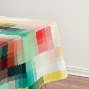 Toalha De Mesa Padrão de Abstrato branco amarelo azul vermelho v