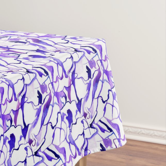 Toalha De Mesa Padrão de abstrato de cor violeta branca (Posição Original)