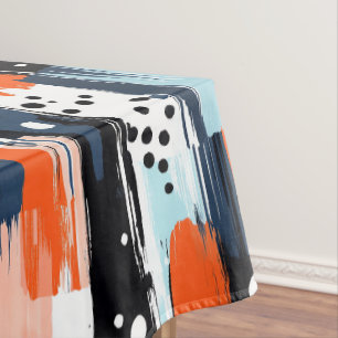 Toalha De Mesa Padrão de Abstrato de Traços de Laranja Azul