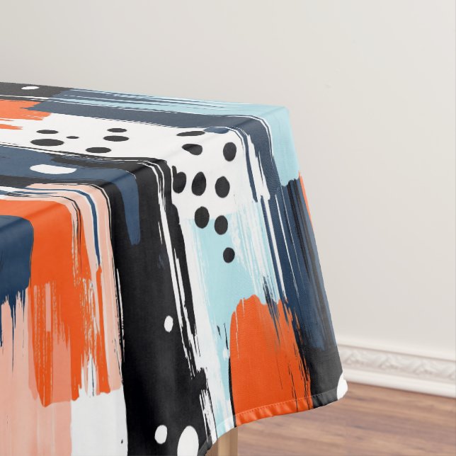 Toalha De Mesa Padrão de Abstrato de Traços de Laranja Azul (Posição Original)