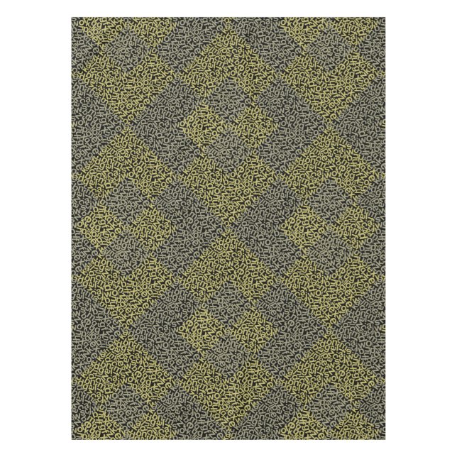 Toalha De Mesa Padrão de alfabetos 02 YW 2Tonesx4.bw Preto BG (Frente)